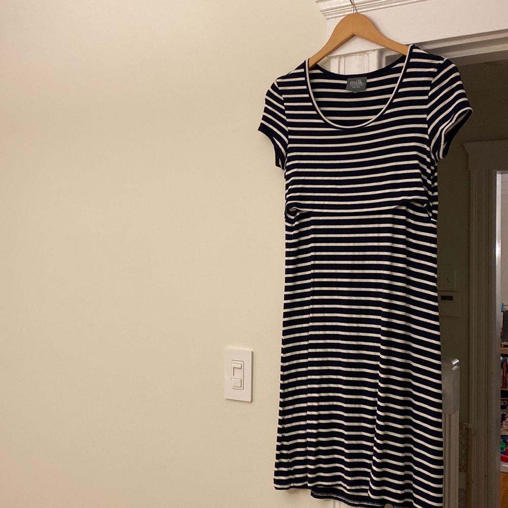 Nursing dress navy striped super soft size small